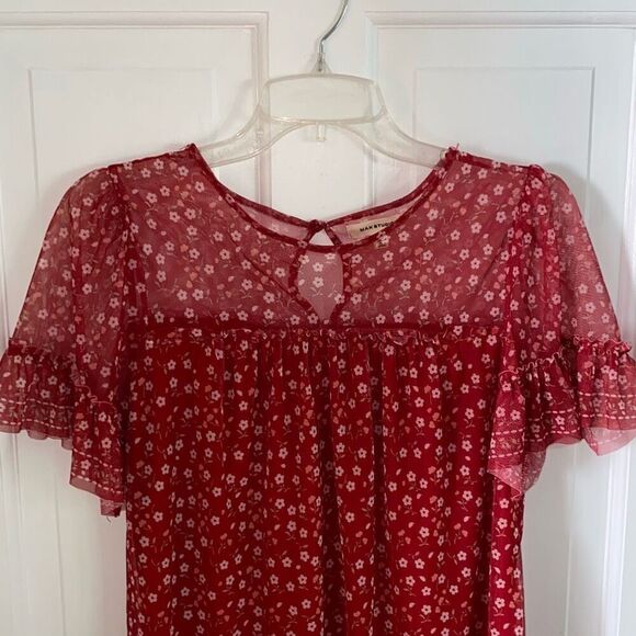 🔥3/$20🔥 Max Studio mesh floral print blouse size XS - Picture 2 of 11